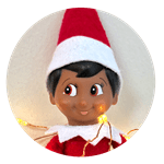 a headshot of an elf on the shelf